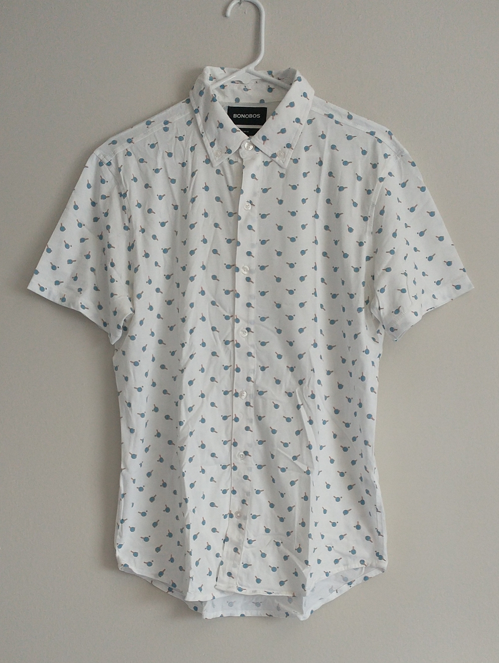 Bonobos Button Down Shirt Mens Short Sleeve Racket AllOver Print Novelty Pima